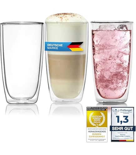 Hausleben Lot De 4 Verres Isothermes à Double Paroi Soufflés à La