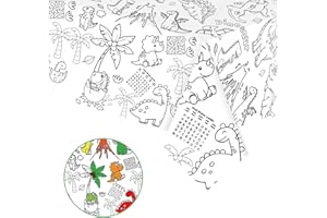POPOYU Coloring Tablecloth for Kids,137*274cm Giant Colouring Table Cloth,Paper Tablecloths Dinosaur Rectangular Table Cover for Parties,Art Coloring Educational Tablecloth Party Supplies for Boys Girls