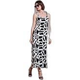 Lela Desenli Midi Boy Oversize Fit Bağlamalı İp Askılı Bisiklet Yaka Elbise Bayan ELBİSE 5869009