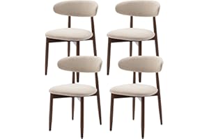 COLAMY Esszimmerstühle 4er Set, Polsternder Stühle Esszimmer mit Rückenlehne, Moderne Küchenstühle Gepolstert, Stoff Dining Chairs mit Back und Holzbeinen für Esszimmer, Küche, Restaurant, Beige