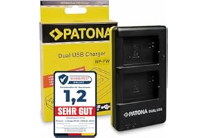 PATONA USB-C Dual Ladegerät für NP-FW50 Akku kompatibel mit Sony Alpha 7 7R 7II 7S A5000 A6000 A6300 A6400 A6500 A7 A7S A7R A7II ZV-E10 DSC RX10 Mark II III IV RX1R III DSC-RX1RM3 NEX 3 5 6 C3 F3