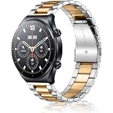 Metal Bracelet for Xiaomi Watch 5/2/2 Pro/S5/S4/S3/Redmi Watch 5 Active 22 mm Stainless Steel Watch Strap for Amazfit Bip 6/Balance Ultra/Balance 3 2 1/Active Max/T-Rex 3 Pro 48 mm - Silver Gold