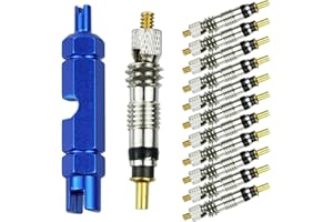 SZCXDKJ 10 Piezas Núcleo de válvula de Bicicleta con 1 Pieza Llave obus Valvula Presta, obuses Valvula tubeless para Repuesto reparación de Bicicletas