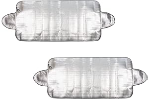 Invero Set of 2 Auto Windscreen Covers - Heavy Duty Ultra Thick Protective Window Screen Cover - Snow, Ice, Frost, Sun, UV, Dust and Water Resistant for Cars and Vans (190cm x 70cm)