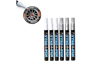 Zimoer Lot de 3 Stylos à Pneus Blancs – Marqueurs Pneu Étanches Haute Capacité pour Voiture & Moto,Feutres pour pneus – Idéal pour Marquages Créatifs et Personnalisés(Blanc + Argent)