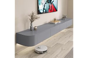 Coubird Floating tv unit wall mounted，grey tv stand cabinet Modern entertainment decoration TV control center, storage TV cabinet suitable for living room, bedroom, office (grey, 220cm/86.6in)