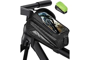 Vitalismo Waterproof Bike Frame Bag, Large Capacity Phone Holder Bag, Hard Casing Mountain Bike Accessories with Sensitive Touchscreen for Smartphones up to 7 inches