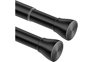 VENWEMONG 1 asta per tenda da doccia senza fori, allungabile, in acciaio inox, per armadio, bagno, balcone, tenda da doccia (170-260 cm, nero)