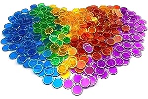 ACPOPBM 500 Jetons de Loto avec Anneaux Métalliques - Accessoires de Jeu d'Échecs Transparent pour Les Amateurs de Bingo - Puces de Comptage de Mathématiques pour l'Éducation Scientifique
