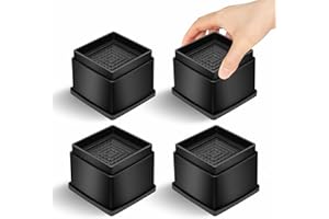 MixDora Bed Risers 2 Inch Square Stackable Furniture Risers Anti-Slip Chair Raisers for Sofas Couches Table Set of 4 Pack Black (4 Pack, 2 Inch)