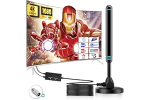 YOWREPU 2024 Antenna TV Digitale - Antenna TV interna per la Ricezione di Canali TV Digitali, Antenna Amplificata Potente e Portatile con Cavo Coassiale da 5 m, Ricezione a Lungo Raggio di 580 km - Blu