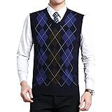 /&auml;rmellos Rautenmuster Strick Guvnors Herren Strick-Tanktop V-Ausschnitt