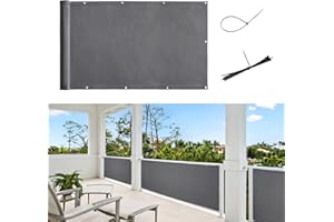 PONY DANCE Telo Frangivista Ringhiera per Esterni Copertura per Balcone Recinzione Giardino con Anelli 75x500 cm Schermo Protezione Privacy Impermeabile Grigio Antracite