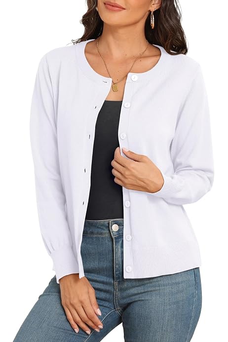 Cardigan Femme Manches Longues Col V - Ouvert, Boutonnée, Avec Poches - élégant Toutes Saisons