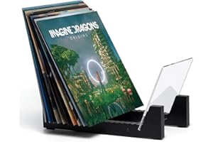 KAIU Przechowywanie płyt winylowych, lite drewno z krystalicznie czystym akrylowym uchwytem, design premium, idealne 30 cm płyty LP lub 18 cm pojedynczy wyświetlacz - przechowuje i obsługuje do 50