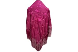 BRANDELIA Mantones de flamenca mujer Estilo Mantón de Manila Mantones bordados Mantón grande típico baile flamenco Feria de Abril Sevilla El Rocío