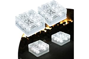 MEDOYOH 2PCS Cool White Light Solar Light PVC Brick, 10x10x5CM Solar Ground Light On/Off Ponds Lights Outdoor Garden Ornaments