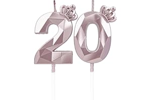 DTXLX Geburtstagskerzen Zahlen 20 mit Krone，3D Kerzen Geburtstag für Kuchen geburtstagsdeko, Geburtstag Kerzen Zahlen, Geburtstagskerzen Kinder für Partys, Hochzeiten, Firmenfeiern, Jubiläen (Rosegold, #20)