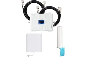 EMEBAY Amplificateur de Signal Portable Quatre 4 Bandes 4G/3G/2G GSM LTE, Répéteur Booster de Signal Mobile 900/1800/2100/2600 MHz pour Maison Bureau Hôtel Ascenseur sous-Sol
