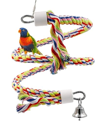 Gioco Per Uccelli Croci - Spirale In Corda Con Campana - Posatoio Divertente - Foto 8