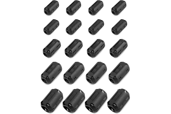 QWORK 20 st Ferrit Kärnring, 3,5 mm, 5 mm, 7 mm, 9 mm, 13 mm, för USB-kablar, muskablar, tangentbordskablar