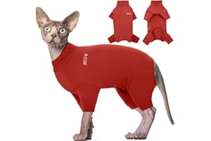 Hjyokuso Pull Chat Polaire - Vêtement Anti Léchage, Body et Textiles pour Chats à Quatre Pattes - Manteau Chaud pour Sphynx, Cornish Rex, Devon Rex, Peterbald