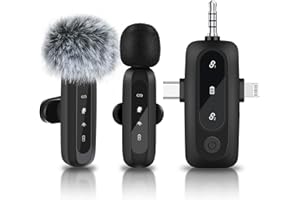 aceyoon Micro Cravate sans Fil pour iPhone Android PC Caméra, Clip-on Lavalier Microphone Plug-Play Réduction du Bruit Micro Cravate USB C avec Écran LED pour l'Enregistrement, Vlog, Youtube,TikTok
