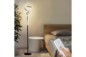 IZOWE Lampara de Pie Antorcha Moderna LED Lámpara de Pie 3 Colores Infinitamente Regulable Lampara Pie Altura Ajustable (160cm/170cm) Lampara Pie Salon Temporizador Luz Inteligente (Negro)