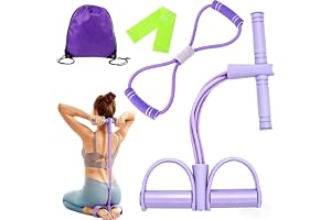 CHUANFU Set med 4 pedaler, motståndsband, magtränare expander fitness med 8 rör, elastiskt dragrep, 8 formade motståndsband och träningsband, för yoga, styrka, muskelträning