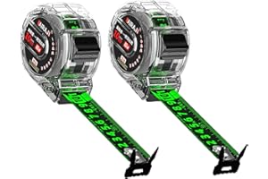 DEFRESIT 2 Pack 10M/32.8ft Tape Measure, Width 25mm Fluorescent Transparent Steel Precision Measuring Tape, Stainless Steel Retractable Double Sided Graduated, Easy To Read Self-Lock Measuring