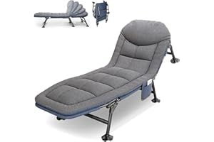 OVLRIJP Chaise Longue Jardin, Lit de Camp avec 6 Pieds Antidérapants, Chaise Longue Pliante Transat Pliable pour Jardin, Camping, Voyage, 190 x 67 x 38 cm (Gris)
