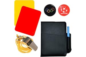 SANTOO Fußball Schiedsrichter Karten Sport Schiedsrichter Set Edelstahl Pfeifen mit Tasche, Wählmarke, Trainer Gelbe Karte Rote Karte für Fußballspiel (A)
