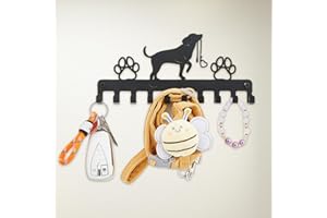 SUPERDANT Dog Key Hanger Dog Key Holder with 10 Hooks Animal Key Holder Wall Mounted Organiser Key Rack for Dog Lead Bag Clothes Key Hanging 25 x 11.5 cm