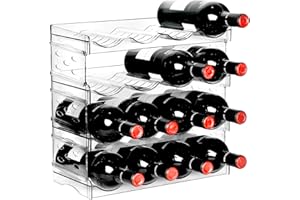 ‎BOXEDHOME BoxedHome Stapelbarer Flaschenhalter Weinflaschen Halter Weinregal Wein, Flaschen Organizer, Flaschenregal Kühlschrank, Flaschenhalter Küche für Kühlschrank,Schrank,Büro (4 Stück 16 Flaschen)