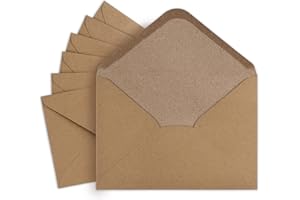 ‎MOCRAFT 50 Briefumschläge Ohne Fenster - Briefumschlag B6 mit Nassklebung 150g Briefumschläge Braun Vintage Kuvert B6 für Hochzeit Gruß-Karten Einladungen