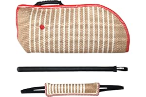 DGSL Dog Training Set - Dog Bite Sleeve, Pillow Tug Toy, Stick - Professional Training Equipment for Biting, Interactive, Fetch, K9, Puppy (Transverse Stripe)