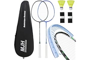 ‎MANJHONG MANJHONG Graphit Badmintonschläger Set, Kratzfestes Rahmendesign, Carbon Badminton Schläger mit Tasche, Federbälle, Griffband