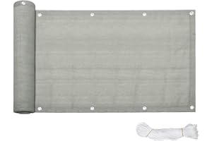 LZQ Osłona balkonowa na balkon, 75 x 600 cm, PCW, osłona balkonu, ochrona przed wiatrem, ochrona przed promieniowaniem UV, z polietylenu (HDPE), szara