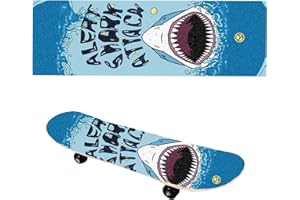 Floatdream Skateboard Griptape, Papier de Verre pour Skateboard, Revêtement Antidérapant Premium, pour Longboards (Type de requin)