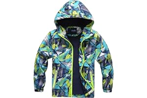 YoungSoul Manteaux Imperméables Garçon Blouson Coupe Vent Veste de Pluie Légère Imprimée à Capuche