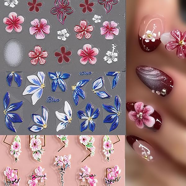 BSITSSS 5D Schmetterling Nagelsticker – 4 Blätter Selbstklebende 3D-Nageldesigns