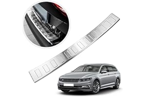 CHROMEMASTER | Protezione paraurti Posteriore | Compatibile con VW Passat B8 Kombi 2014-2019; Acciaio INOX spazzolato, Argento opaco; Protezione paraurti protegge la vernice del paraurti dai graffi