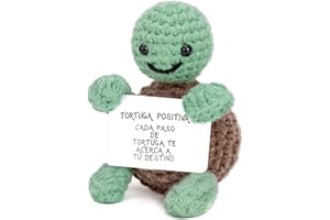 AFBTCQMB Tortuga de Crochet de Apoyo Emocional con Tarjeta Positiva en español, Regalo para Mujer niña Madre Maestra (Spanish)