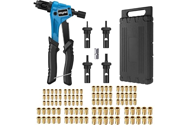 Kit ESYNiC 8 "Rivet Professionnel M3 M4 M5 M6 Pince à Riveter Manuelle écrou Mandrin Riveteuse avec 100 Pièces d'écrou de Rivet, Insert Fileté pour Remorque de Voiture-Bleu