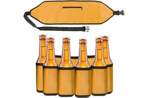 ADFUENOM Biergürtel Bierhalter Portable Trinker Bier Soda kann Gürtelhalter 6 Getränke,Getränke Gürtel Bierdosen Gürtel Bierholster für Festivals JGA's Parties Karneval und Camping.Beer Festival Gadget (Gelb)