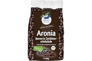 ‎ARONIA ORIGINAL Aronia ORIGINAL Bio Aroniabeeren in Zartbitterschokolade 200 g | Schonend getrocknete Beeren | Mit Rohrohrzucker gesüßt, ohne Konservierungsstoffe (lt. Gesetz)