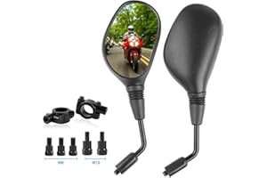 DOCAS Rétroviseurs Latéraux de Moto, Lot de 2 Rétroviseurs Moto Universels avec Embouts de Guidon 7/8", 5 Boulons Filetés M10 et M8 Inclus pour Motos, scooters, VTT(modèle 3)