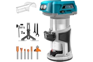 HOIIME Cordless Edge Router for Ma-Kita 18V Battery, 30,000 RPM brushless Trimmer with 1/4", 6 mm and 8 mm, Compact Router, Cordless Router one-Hand Router Wood Trimmer with 6 Speed (Tool Only)