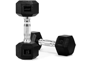 ADABT Hex Dumbbells | Rubber Encased Free Weights with Knurled Steel Handles | Anti-Roll Design | Home Gym & Strength Training | 4kg/5kg/6kg/8kg/10kg/12.5KG/15KG/17.5KG/20KG