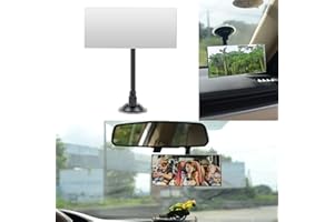 Suction Cup Baby Car Mirror, Ampper Adjustabe Long Arm HD Glass Convex Wide Angle Interior Rearview Baby Rear Facing Mirror (Frameless Rectangle, Large, 6.7" X 2.9")